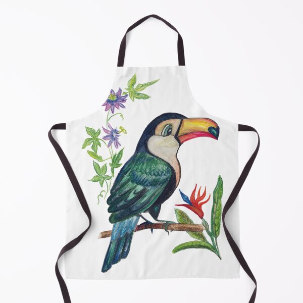 Item preview, Vibrant Toucan Bird Illustration with Tropical Flowers designed and sold by Dina's Fine Arts.