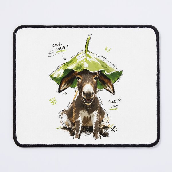Item preview, Cool Shade Good Day Funny Donkey with Leaf Hat – Hand-Drawn Art designed and sold by RamyGallery.