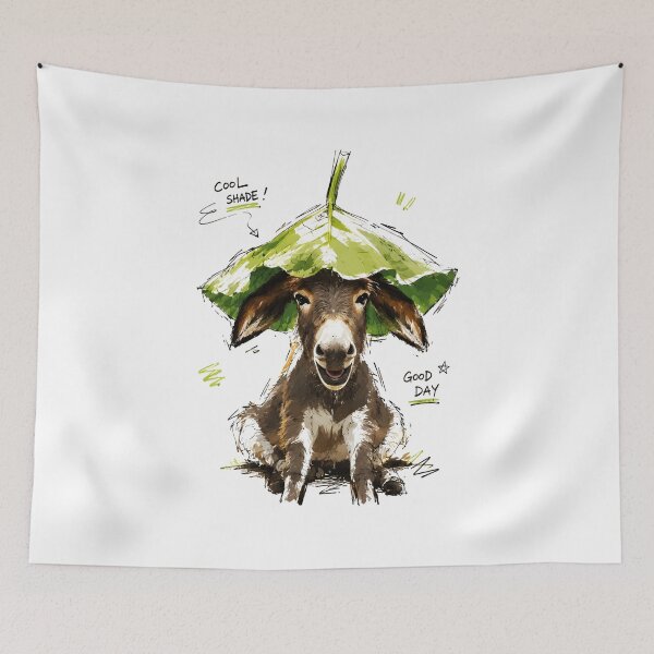 Item preview, Cool Shade Good Day Funny Donkey with Leaf Hat – Hand-Drawn Art designed and sold by RamyGallery.