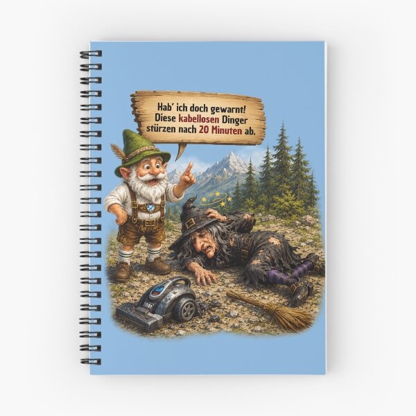 Item preview, Funny Witch with Cordless Vacuum & Bavarian Gnome Humor – "Hab' ich doch gewarnt!" designed and sold by Alpine-Ink.
