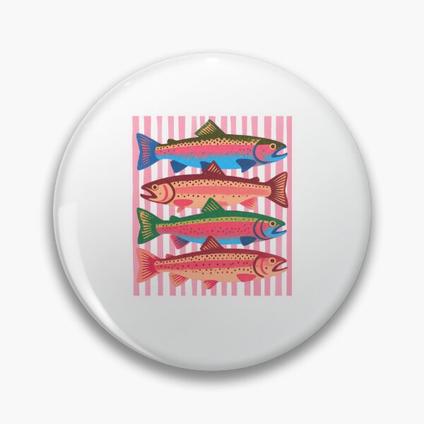 Item preview, Striped Fish Trout in A Row Colorful Fishing Lover Summer Vacation designed and sold by phoebelevine.