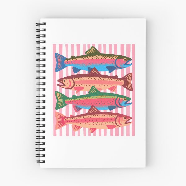 Item preview, Striped Fish Trout in A Row Colorful Fishing Lover Summer Vacation designed and sold by phoebelevine.