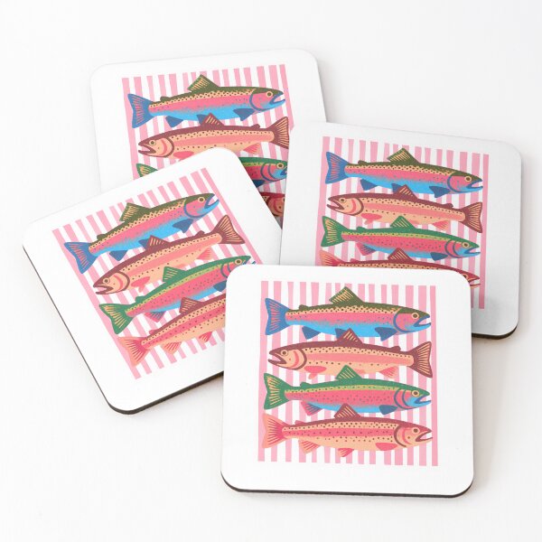 Item preview, Striped Fish Trout in A Row Colorful Fishing Lover Summer Vacation designed and sold by phoebelevine.