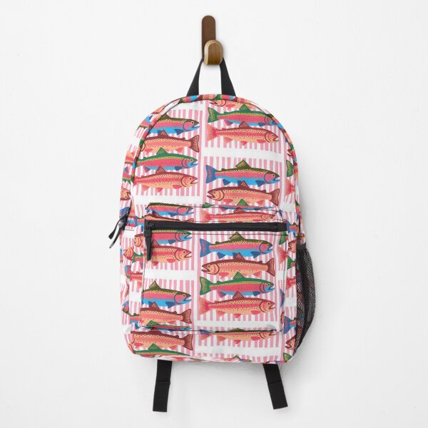 Item preview, Striped Fish Trout in A Row Colorful Fishing Lover Summer Vacation designed and sold by phoebelevine.