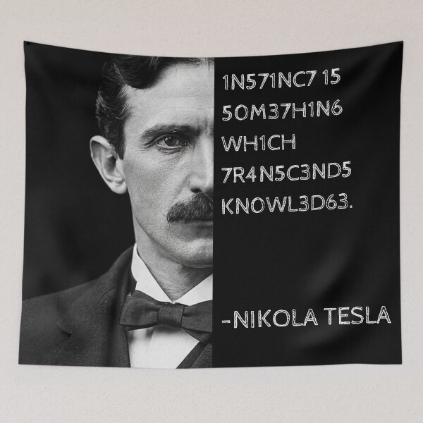 Item preview, Nikola Tesla Leet Speak Quote Art - "Instinct is something which transcends knowledge." designed and sold by UrbanStoic.