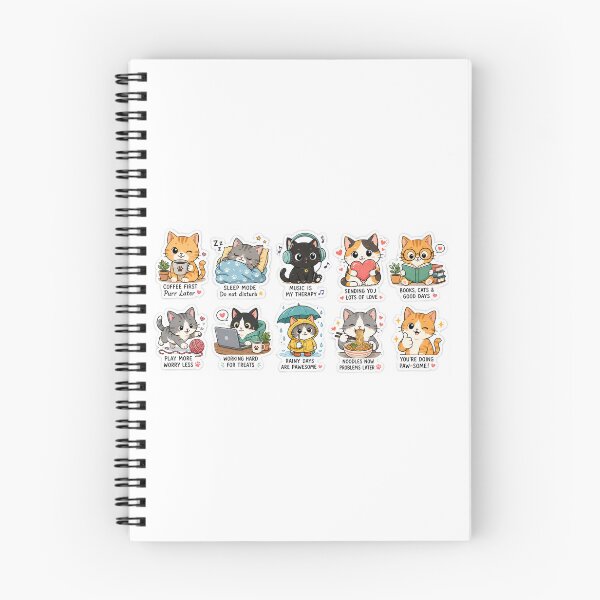 Item preview, Purrfect Mood Cats | Cute Kawaii Cat Sticker Pack | Everyday Cat Emotions designed and sold by Cutecatties.