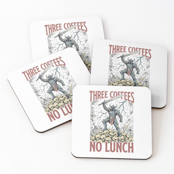 Item preview, Three Coffees No Lunch Viking Skeleton Funny Coffee designed and sold by phoebelevine.