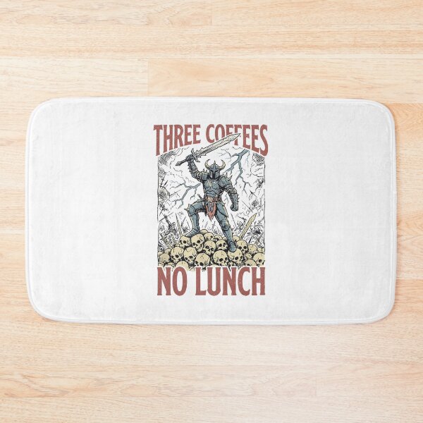 Item preview, Three Coffees No Lunch Viking Skeleton Funny Coffee designed and sold by phoebelevine.