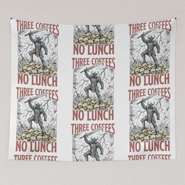 Item preview, Three Coffees No Lunch Viking Skeleton Funny Coffee designed and sold by phoebelevine.