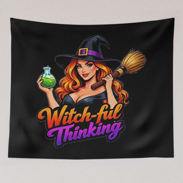 Item preview, Witch-ful Thinking Halloween Pun Design designed and sold by DeliaDesignsCo.