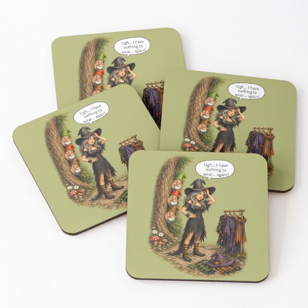 Item preview, Funny Witch Can't Decide What to Wear | Curious Garden Gnomes Halloween Humor designed and sold by Alpine-Ink.