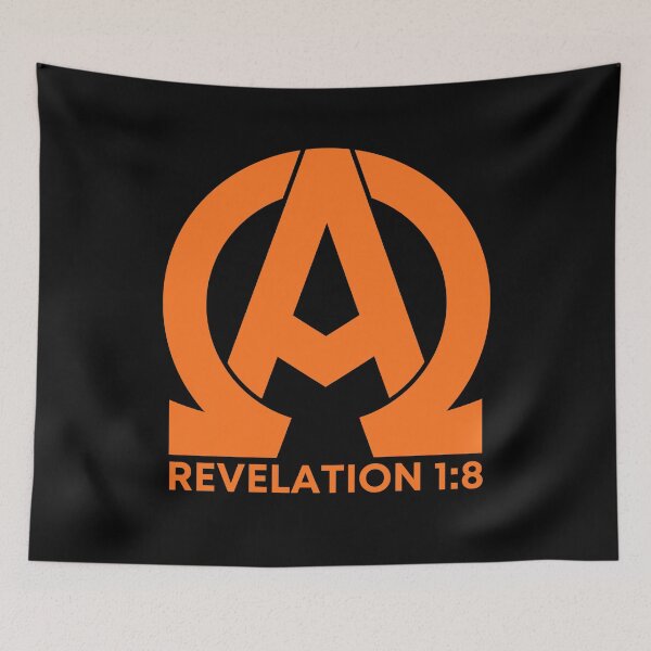 Item preview, Revelation 1:8 - Alpha and Omega Christian Quotes - Orange Design designed and sold by MoriaStore.