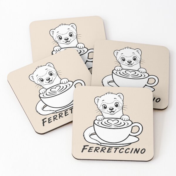 Item preview, ☕ BREWED BEASTIES COLLECTION ☕ - WOODLAND FRIENDS -  Ferretccino designed and sold by WheelieGdArt.