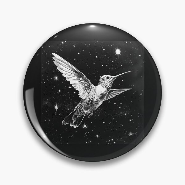 Item preview, Hummingbird Among the Stars | Celestial Bird Art | Black and White Cosmic Illustration designed and sold by inkoutninja.