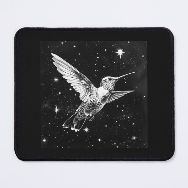 Item preview, Hummingbird Among the Stars | Celestial Bird Art | Black and White Cosmic Illustration designed and sold by inkoutninja.