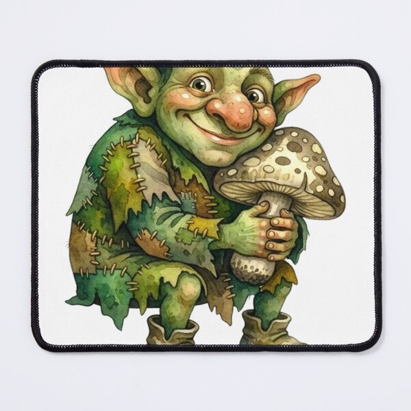 Item preview, Goblin With A Mushroom — Goblincore Watercolor Art designed and sold by GigantoStudio.