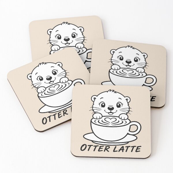 Item preview, ☕ BREWED BEASTIES COLLECTION ☕ - WOODLAND FRIENDS -  Otter Latte designed and sold by WheelieGdArt.