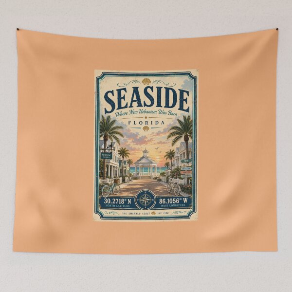 Item preview, Seaside Florida Coordinates | Scenic Highway 30A Vintage Coastal Travel Design designed and sold by piketo.