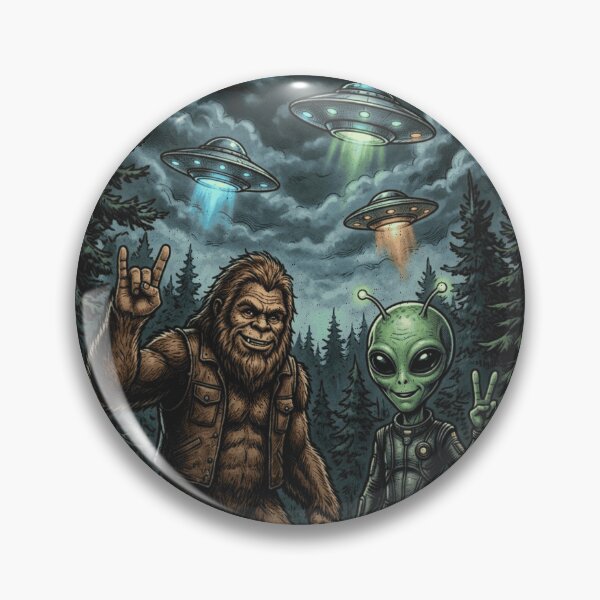 Item preview, Funny Bigfoot And Alien UFO Hiking designed and sold by legendaryskins.