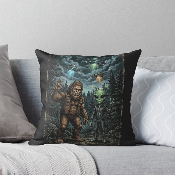 Item preview, Funny Bigfoot And Alien UFO Hiking designed and sold by legendaryskins.
