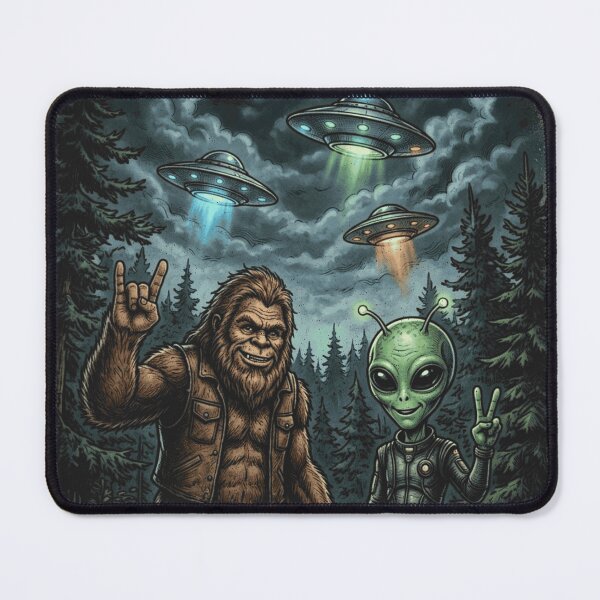 Item preview, Funny Bigfoot And Alien UFO Hiking designed and sold by legendaryskins.