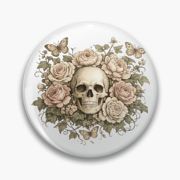 Item preview, Vintage Floral Skull | Gothic Roses & Butterflies | Dark Cottagecore Botanical Art designed and sold by MrDev.