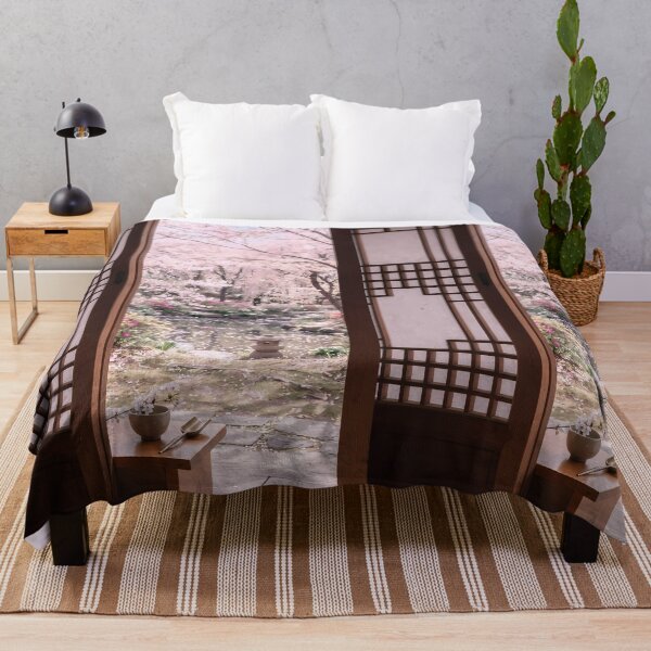 Item preview, Korean Spring Hanok View with Cherry Blossoms designed and sold by SOOstudio73.
