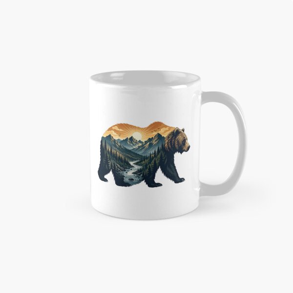 Item preview, Mountain Bear Landscape | Wilderness Double Exposure | Forest & River Nature Art designed and sold by MrDev.