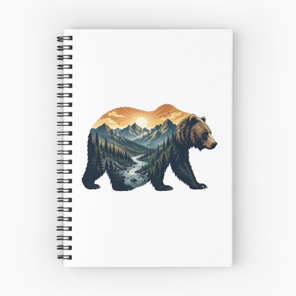 Item preview, Mountain Bear Landscape | Wilderness Double Exposure | Forest & River Nature Art designed and sold by MrDev.