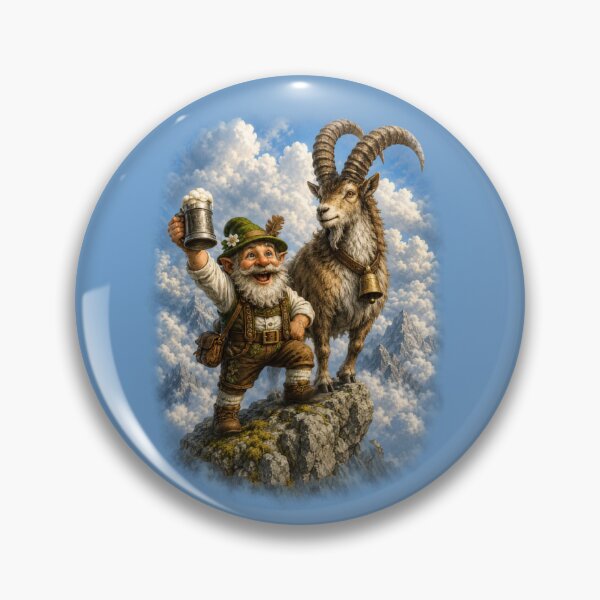 Item preview, King of the Peaks – Bavarian Gnome and Alpine Ibex designed and sold by Alpine-Ink.
