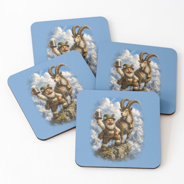 Item preview, King of the Peaks – Bavarian Gnome and Alpine Ibex designed and sold by Alpine-Ink.