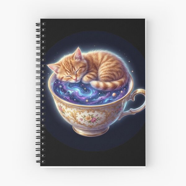 Item preview, Celestial Ginger Cat Galaxy Teacup Art designed and sold by OddlySticky.