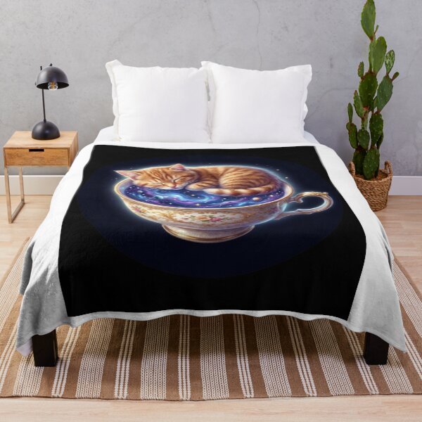 Item preview, Celestial Ginger Cat Galaxy Teacup Art designed and sold by OddlySticky.
