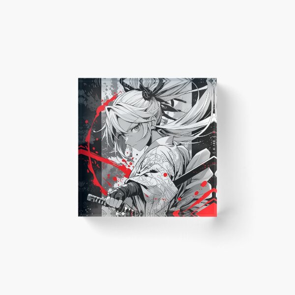 Item preview, Fierce Samurai Girl with Dual Katana – Japanese Anime Warrior Black Red Ink Splash Aesthetic designed and sold by Dyan4.
