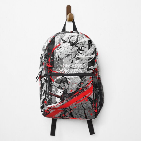 Item preview, Fierce Samurai Girl with Dual Katana – Japanese Anime Warrior Black Red Ink Splash Aesthetic designed and sold by Dyan4.