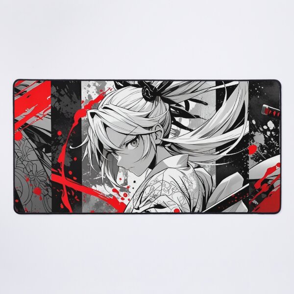 Item preview, Fierce Samurai Girl with Dual Katana – Japanese Anime Warrior Black Red Ink Splash Aesthetic designed and sold by Dyan4.