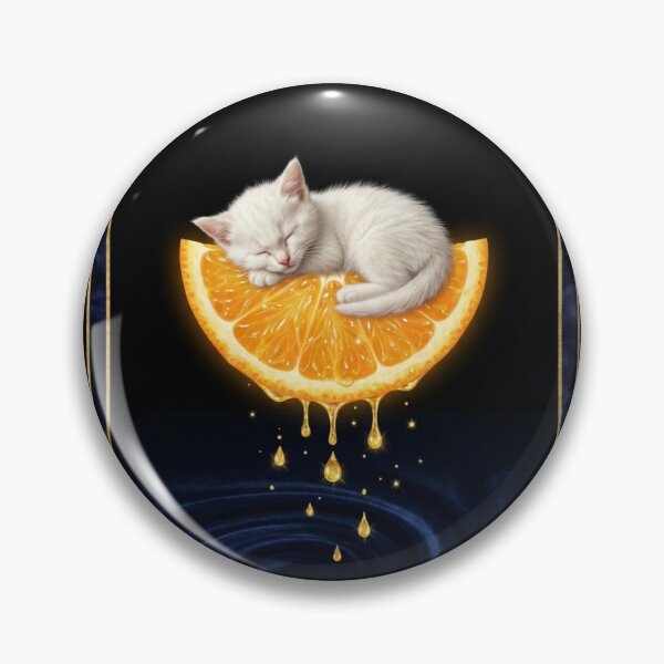 Item preview, Dreamy Citrus Moon Sleeping Kitten designed and sold by OddlySticky.