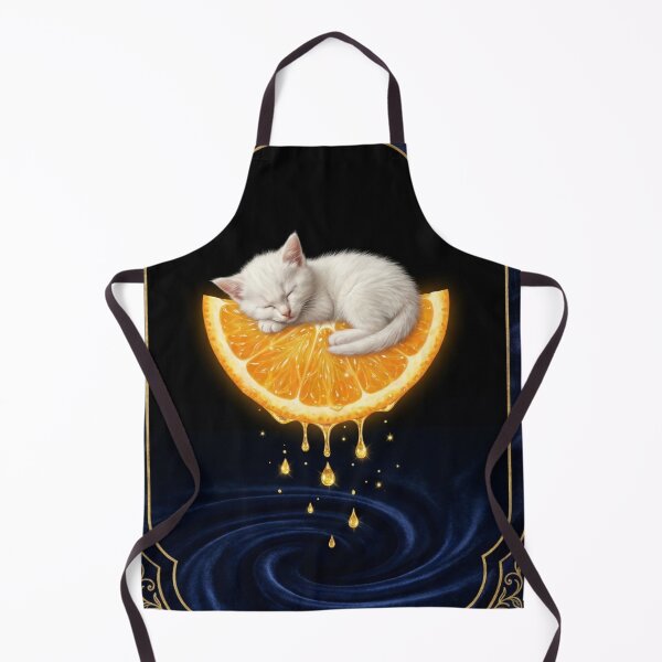 Item preview, Dreamy Citrus Moon Sleeping Kitten designed and sold by OddlySticky.