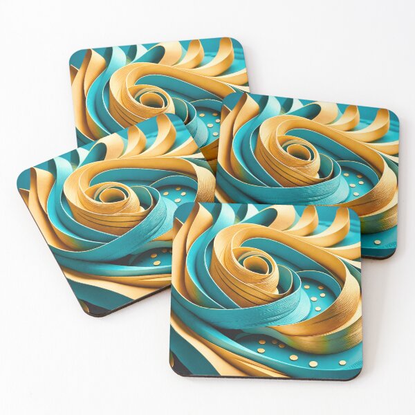 Item preview, Intricate Spiral in Turquoise and Gold designed and sold by Vicky Brago-Mitchell®.