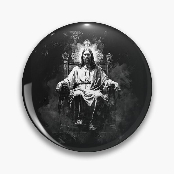 Item preview, Jesus Christ Seated on the Throne | Christian Faith Art | Black and White Religious Illustration designed and sold by inkoutninja.