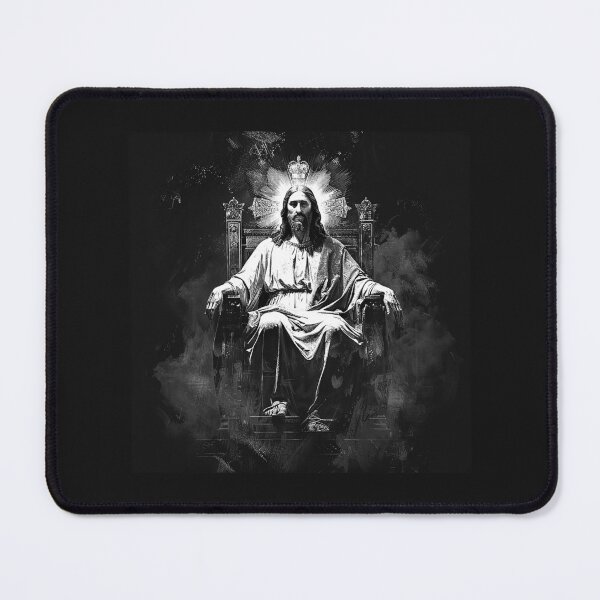 Item preview, Jesus Christ Seated on the Throne | Christian Faith Art | Black and White Religious Illustration designed and sold by inkoutninja.