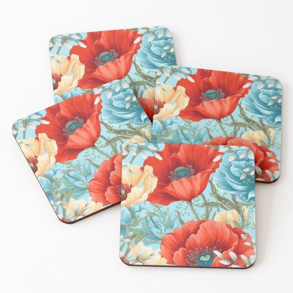 Item preview, Red and Blue Poppy Design designed and sold by MountainRoisin.