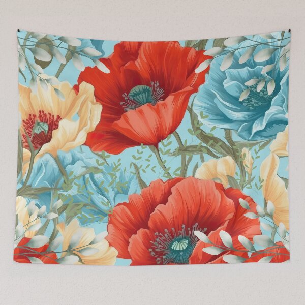 Item preview, Red and Blue Poppy Design designed and sold by MountainRoisin.