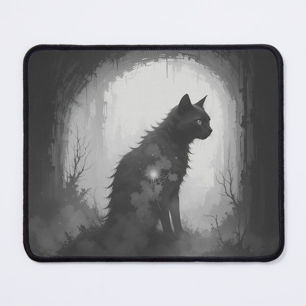 Item preview, Mystic Black Cat Silhouette with Glowing Eyes | Minimalist Gothic Cat Line Art | Dark Shadow Feline Illustration designed and sold by PixPixari.