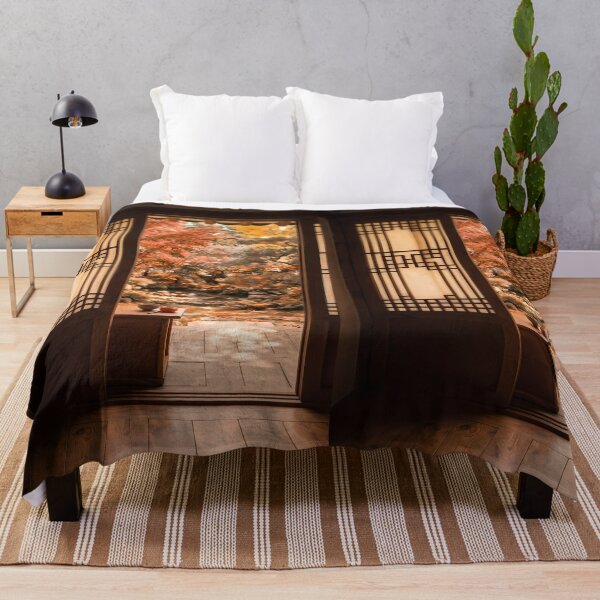 Item preview, Cozy Autumn Hanok Garden View with Warm Fall Colors designed and sold by SOOstudio73.