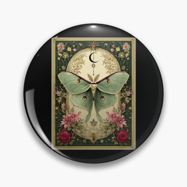 Item preview, Luna moth with flowers designed and sold by MendaciousMina.