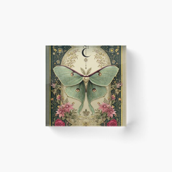 Item preview, Luna moth with flowers designed and sold by MendaciousMina.