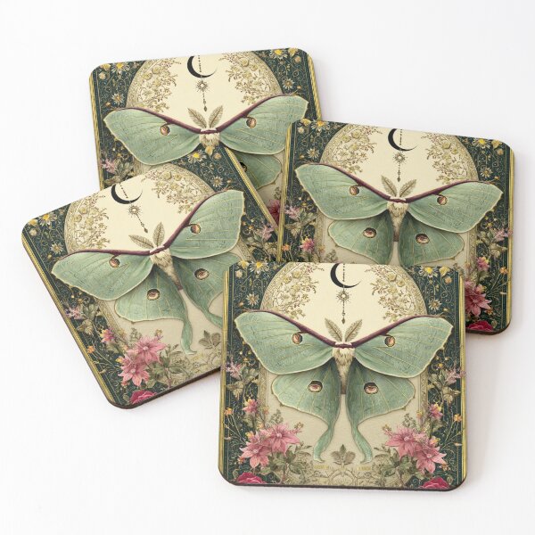 Item preview, Luna moth with flowers designed and sold by MendaciousMina.