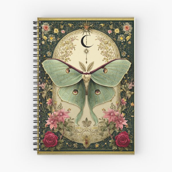 Item preview, Luna moth with flowers designed and sold by MendaciousMina.