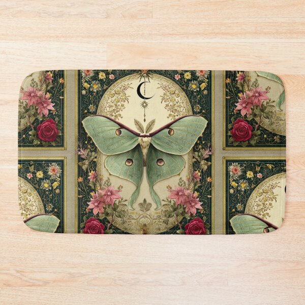 Item preview, Luna moth with flowers designed and sold by MendaciousMina.